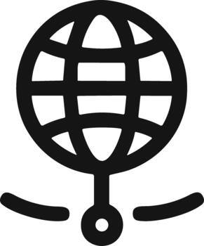 Minimalist black globe icon symbolizing global network and internet connectivity. vector