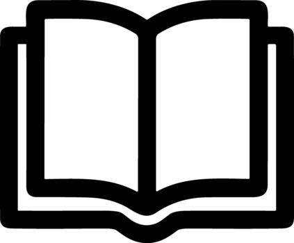 Simple black line icon of an open book with blank pages. vector