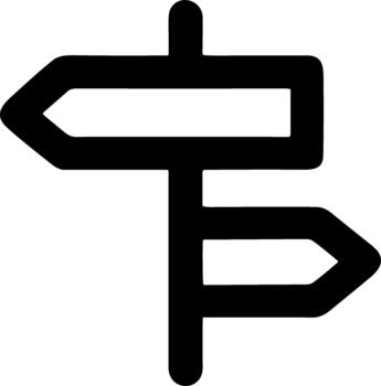 Directional signpost icon with two arrows pointing opposite ways. vector