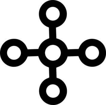 Simple black network hub icon with connected nodes on a white background. vector