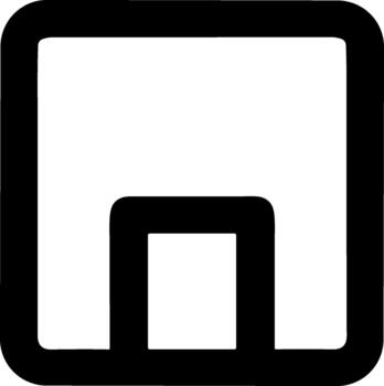 minimalista negro línea icono de un cuadrado marco con un Entrada símbolo. vector