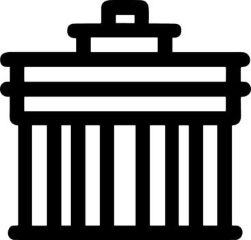 Simple black line art icon of a trash can with a lid. vector