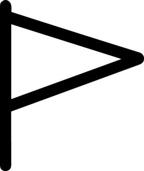 Simple black outline of a triangular pennant flag icon. vector