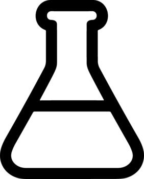 Black outline icon of an Erlenmeyer flask for scientific experiments. vector