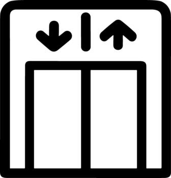 sencillo negro línea icono de un ascensor con arriba y abajo flechas vector