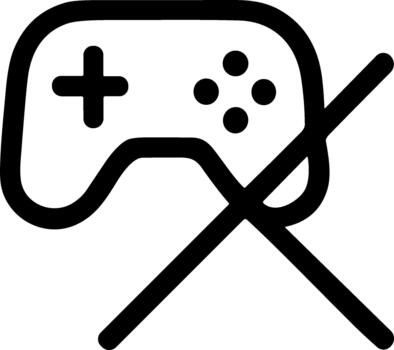 No gaming allowed sign with a crossed out controller icon. vector