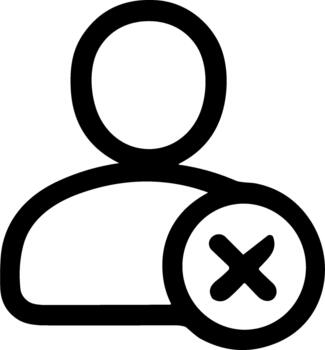 User profile icon with a delete or remove symbol. vector