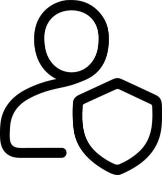 usuario seguridad y datos proteccion línea icono con blindaje. vector