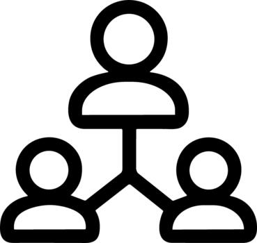 sencillo línea icono representando un negocio equipo jerarquía. vector