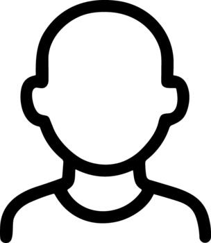 Simple black line icon of a generic user profile avatar. vector
