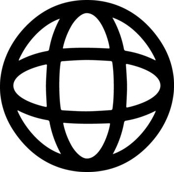 Simple black globe icon representing the internet and global connection. vector