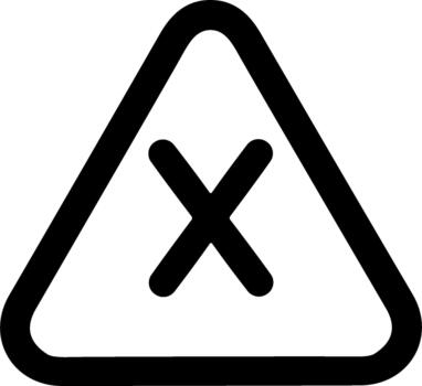 Warning triangle icon with a cross symbol inside. vector