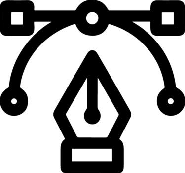 pen tool icon creating a Bezier curve path. vector