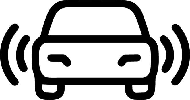 Smart car with sensor waves line icon for autonomous driving. vector