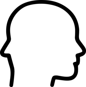 Abstract line icon of two heads representing duality and thought. vector