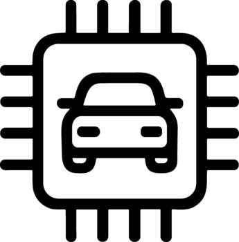 Automotive computer chip icon with a car symbol inside. vector