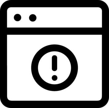 Simple line icon of a browser window showing an error alert. vector