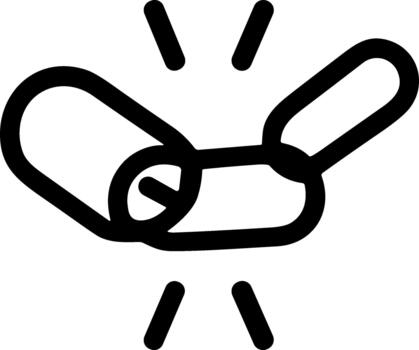 Simple black line icon of a broken chain link. vector