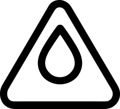 Minimalist line art icon of a liquid drop inside a rounded triangle. vector