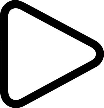 Simple black outline play button icon with rounded corners. vector