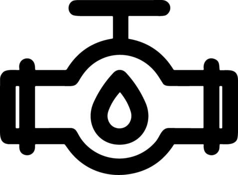 monocromo icono representando un agua tubería con un controlar válvula. vector