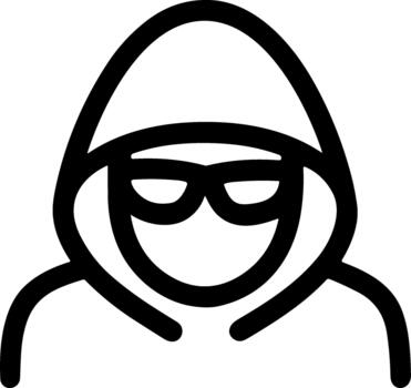 Anonymous hacker icon in a hoodie and sunglasses. vector