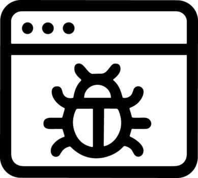 Simple line icon of a software bug in a program window. vector