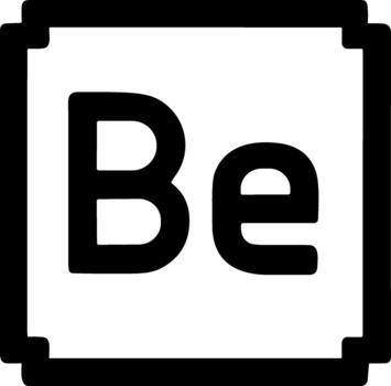 Monochrome Be symbol in a notched square frame icon. vector