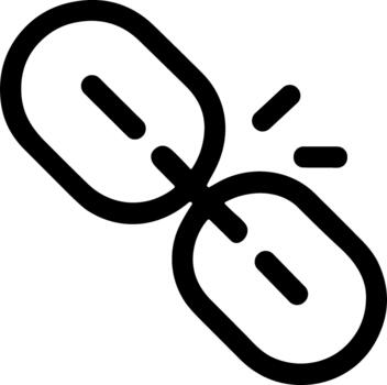 Broken chain link icon symbolizing disconnection and failure. vector