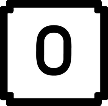 Minimalist black line art icon of the number zero within a square frame. vector