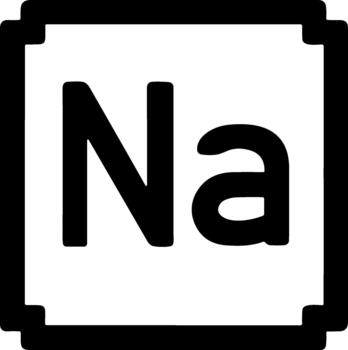 Sodium Na chemical element symbol in a square frame icon. vector