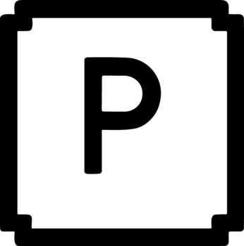 monocromo letra pags icono en un cuadrado marco. vector