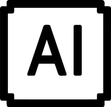 Black and white AI icon for artificial intelligence technology. vector