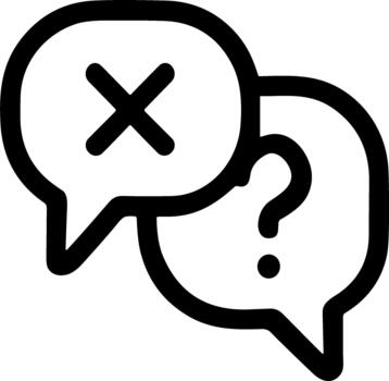 Simple line icon of question and rejection speech bubbles. vector