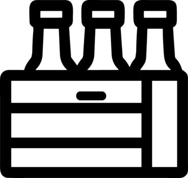 Minimalist line icon of three bottles in a beverage carrier. vector