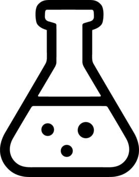 Laboratory Erlenmeyer flask icon with liquid and bubbles. vector