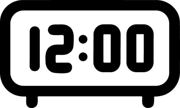Minimalist digital clock icon showing twelve oclock. vector