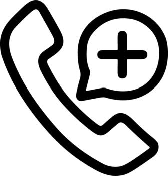 sencillo línea icono de un teléfono receptor con un añadir llamada símbolo. vector