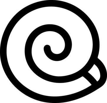 Simple black line icon of a spiral seashell or snail shell. vector