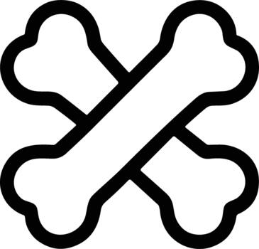 Two crossed bones icon in a simple black outline style. vector
