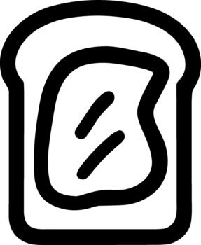 Simple black line icon of a slice of toast with butter spread. vector