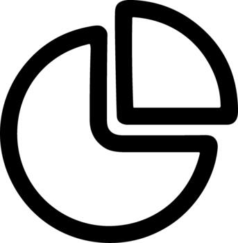 Simple black line art pie chart icon for data visualization. vector