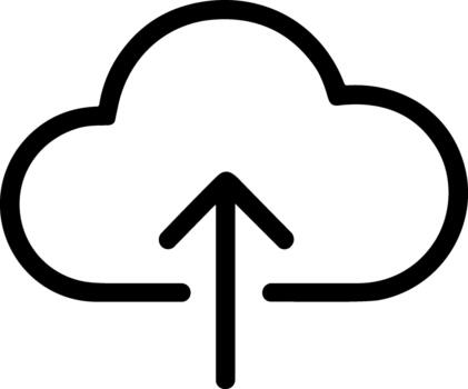Simple black line icon of a cloud upload symbol for data transfer. vector