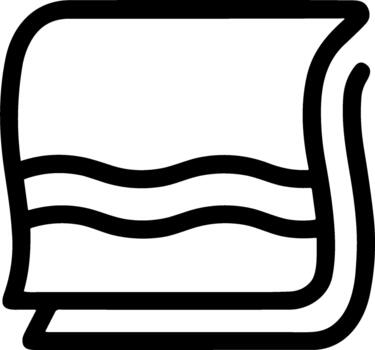 Folded towel with wavy lines simple line art icon. vector
