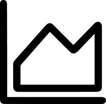 Minimalist line graph icon representing data analysis and statistics. vector
