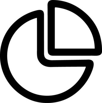 Simple black line icon of a pie chart for data visualization. vector