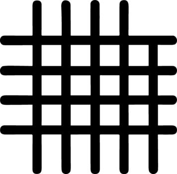Minimalist black grid icon with intersecting lines symbol. vector