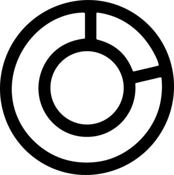 Simple black line art donut chart icon for data visualization. vector