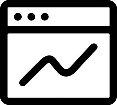 minimalista línea icono de un navegador ventana con un datos grafico. vector