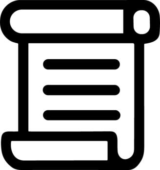Simple black line icon of a rolled scroll document. vector